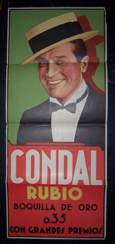 Afiche Cigarrillos Condal, Maurice Chevalier, Circa 1930