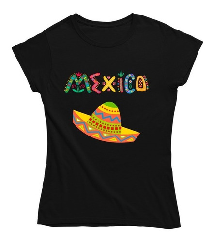 Playera Mexicana Mujer Fiestas Patrias Mexico Sombrero