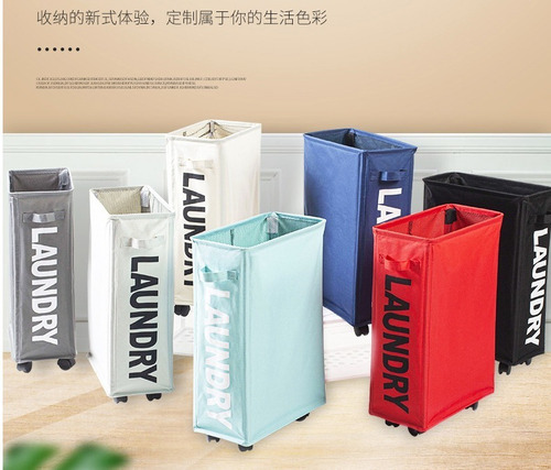 Laundry Baskets With Wheels Foldible Movable White Color