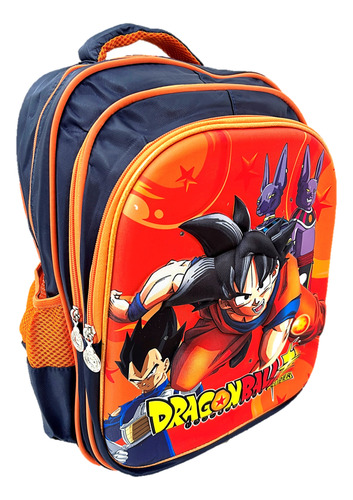 Mochila Goku Dragon Ball Z Set Lonchera+ Lapicera 3d Luz Led Dragon Ball Z Naranja Mochila Goku Combo 3 Piezas