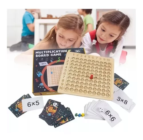 Jogo de Tabuleiro de Madeira para Multiplicação Montessori Brinquedos  Educativos Matemática