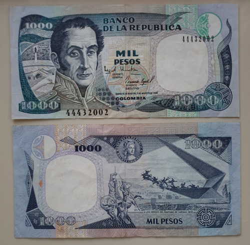 Billetes Mundiales : Colombia 1000 Pesos 1995 Sud America