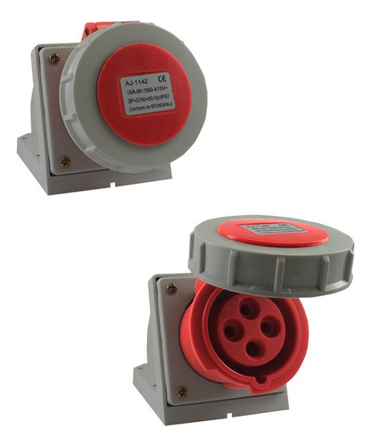 3p+t- Tomada Sob. 3p+t 6h 380vac/16a Verm. Ip67 Prova D'agua Cor Vermelho