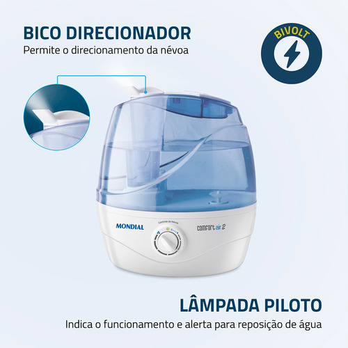+ Vendido Umidificador Ar Ultrassônico Confort Air2 Mondial