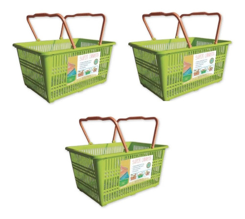Kit De 3 Canastas De Mano Para Compras En Supermercado