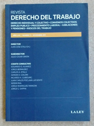 Revista Derecho Del Trabajo Núm 11 Nov 2011 J J Etala La Ley