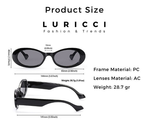 Imagen 4 de 4 de Lentes De Sol Luricci - Retro Ovalados Unisex + Funda
