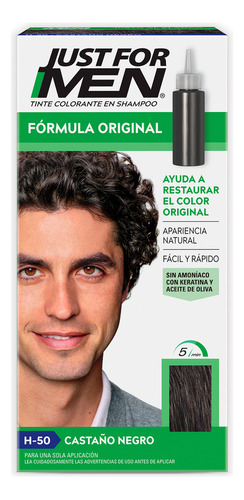 Just For Men Tinte Para Caballero  Fórmula Original Castaño Negro 66ml, apariencia natural, sin amoniaco, con Keratina y Aceite de Oliva