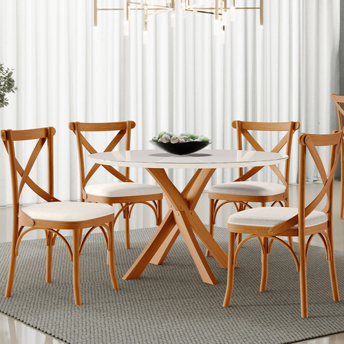 Kit 02 Cadeiras Sala Jantar Living Estofada Ávila Linho Cru