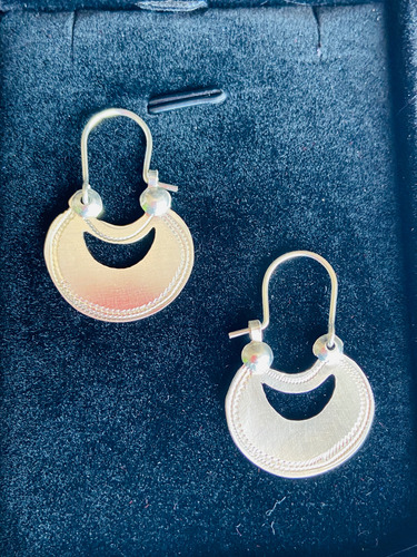 Aros De Plata 950 Mapuche Chaway 1 Media Luna Hecho A Mano