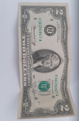 Imagen 1 de 2 de Billete 2 Dólares Americano, Año 1976