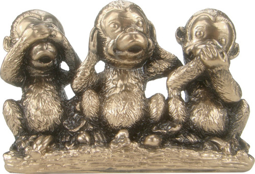 Trio Macacos Sábios Dourado - Cego, Surdo E Mudo Estatueta