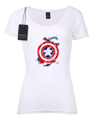 Remera Dama Capitan America Diseño Art Logo - Psam2