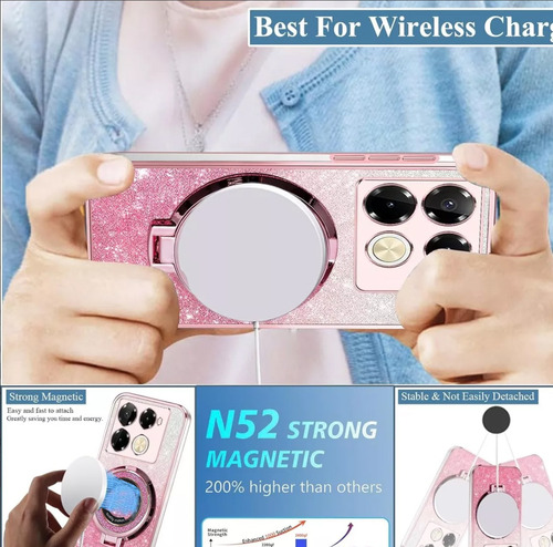Funda Para Redmi A3 /a3x Case Brillo Brillante Niña Soporte Rosa Para Redmi A3 /a3x