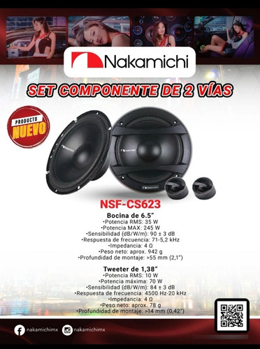 Componente De 2 Vías Nakamichi Nsf-cs623 35w Rms.