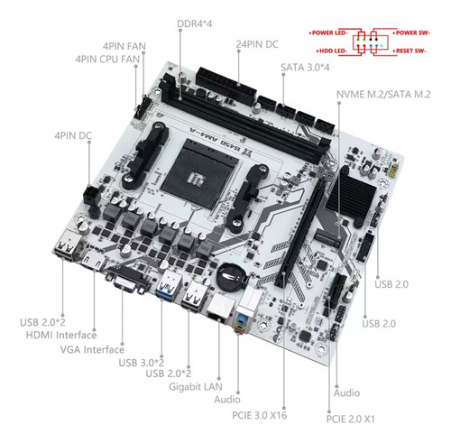 Placa Mãe Machinist B450 Am4 Branco