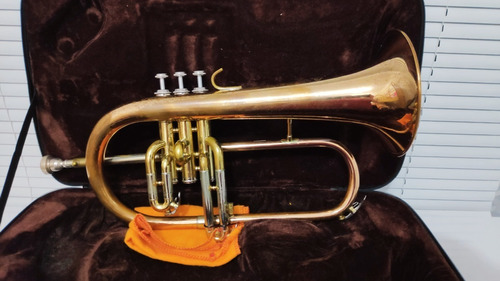 Flugelhorn Quasar Qfh305 L Sib Dourado Com Case E Bocal