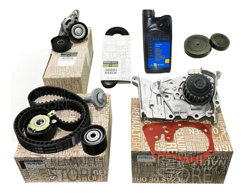 Kit Correa Distribucion Kangoo 1.6 16v K4m Bomba Kit Poly V