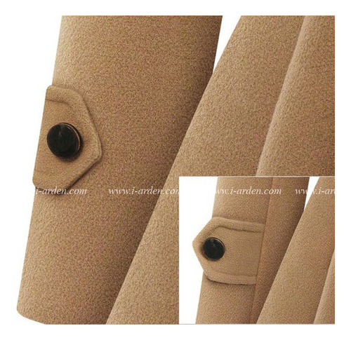 Gabardina Larga De Felpa Con Doble Botonadura Para Mujer