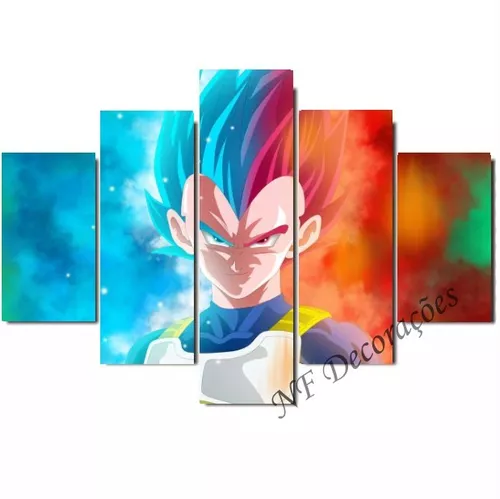 Quadro Dragon Ball Goku Deus Super Saiyajin 43x63cm - MDF