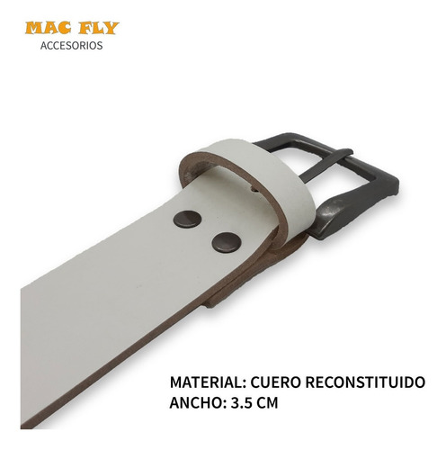 Imagen 2 de 4 de Cinturon Cinto Hombre Liso Cuero Reconstituido Ancho 3.5 Cm