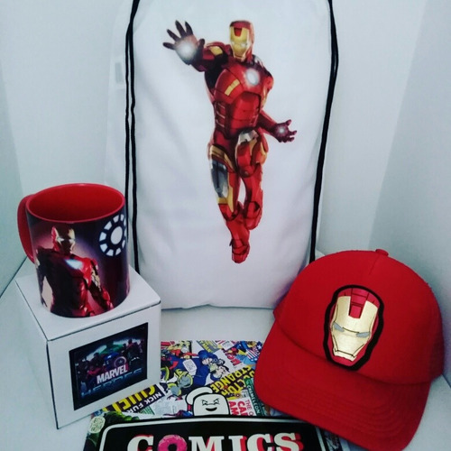 Iron Man Combo Gorra + Mugs + Tula Sport