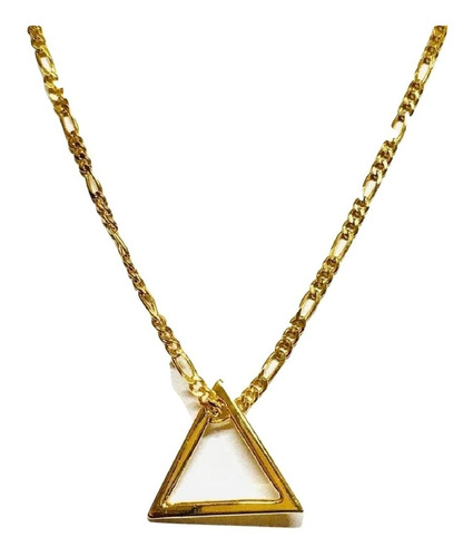 Cadena De 60cm X 3mm Dije Triangulo Chapa De Oro