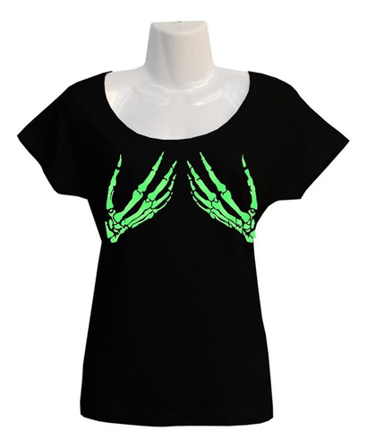 Polera Manos Esqueléticas - Escotada - Glow In The Dark