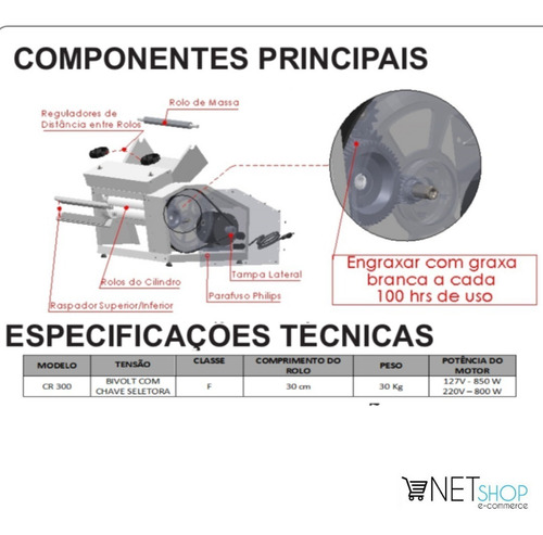 Cilindro Elétrico Industrial Para Massas Bivolt