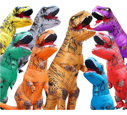 Disfraz De Dinosaurio Inflable, Disfraz Con Adultos Azul