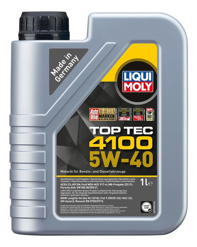 Aecite Liqui Moly Top Tec 4100 5w40 Sintetico X 1 L