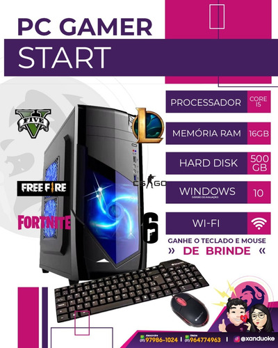 Imagem 1 de 2 de Pc Cpu Gamer Cpu I5 6° G /8gb/ 500gb/wifi/free Fire/ Gta V