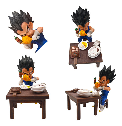 Set 5 Figuras Goku Vegeta Comiendo Dragon Ball Z