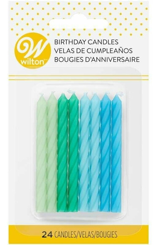 Velas Cumpleaños Diseño Aqua Set X 24 Wilton