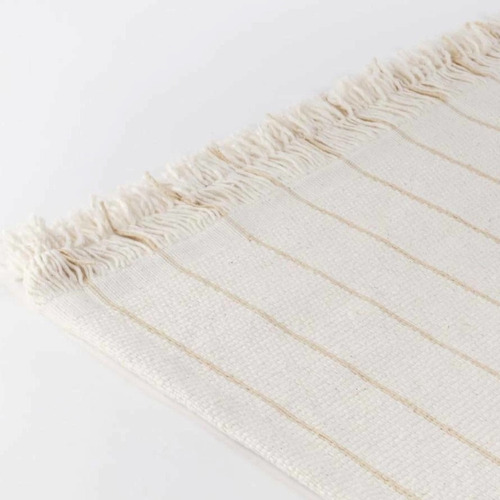 Alfombras Rusticas Tejidas Telar Modernas Costado De Cama Diseño de la tela Rayas finas Beige