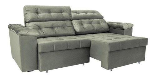 Imagem 7 de 8 de Sofá New Itália 2,72 Mts Retrátil E Reclinável Suede Cinza