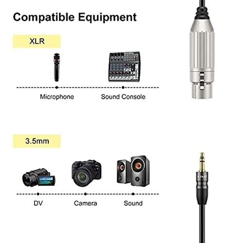 J&d Cable De 1/8 A Xlr, Trs De 3,5 Mm A Xlr Cable Balanceado