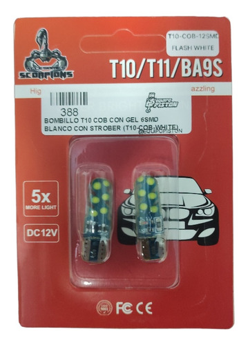 Bombillo Led T10 Cob Con Gel Blanco Con Strobo