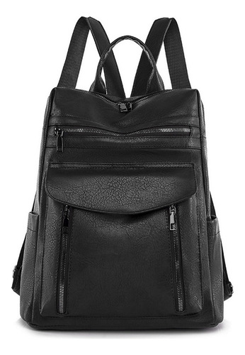 Mochila De Piel Sintética #fashion De Gran Capacidad, Retro,