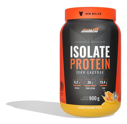 Whey Isolate Protein Pote 900g Proteína Isolada New Millen Sabor Orange Juice