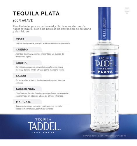 Tequila Taddel Plata 750 Ml