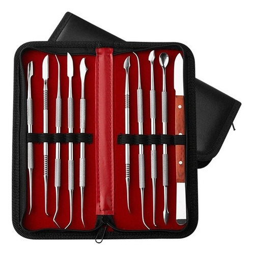 De Conjunto De 10 Utensilios Odontológicos De Acero