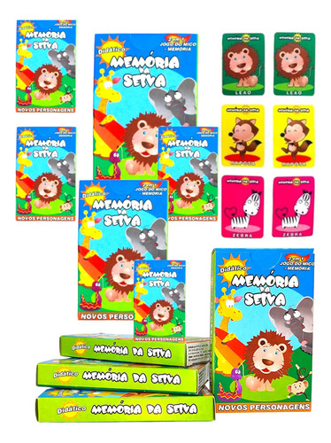 Kit 10 Jogo Da Memoria Animais Safari Infantil P/ Kit Festa