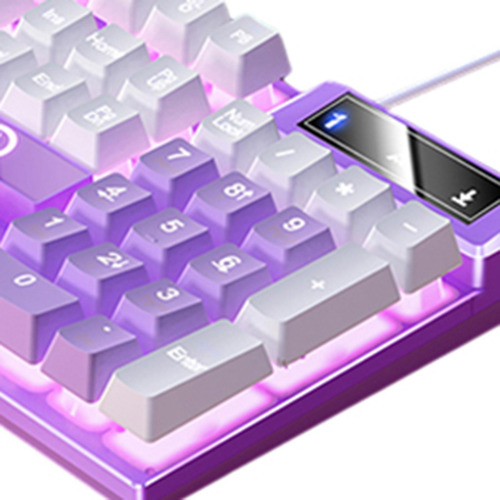 Teclado Mecânico Gamer Com Fio Roxo E Branco Pp
