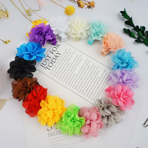 Lazos For El Pelo De Flores De Gasa Con Forro De Flor,20