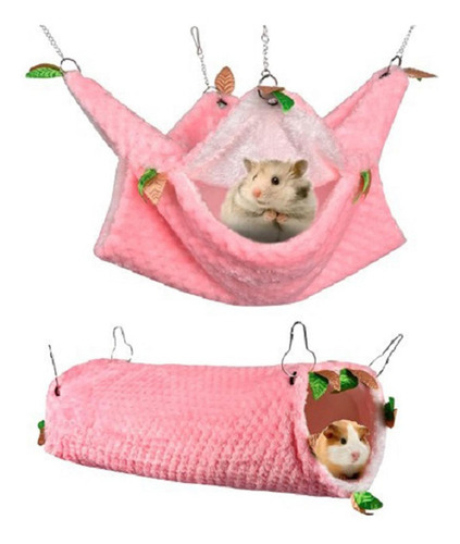Pequeños Animales Cálida Jaula Colgante Cueva Hamaca Rosa