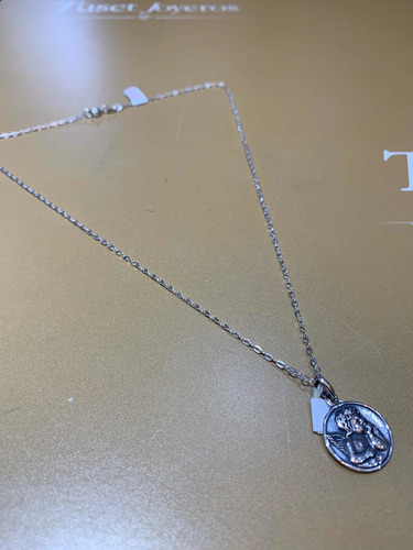 Medalla Angelito Pesador Con Cadena, Plata 925. Niños. Tuset