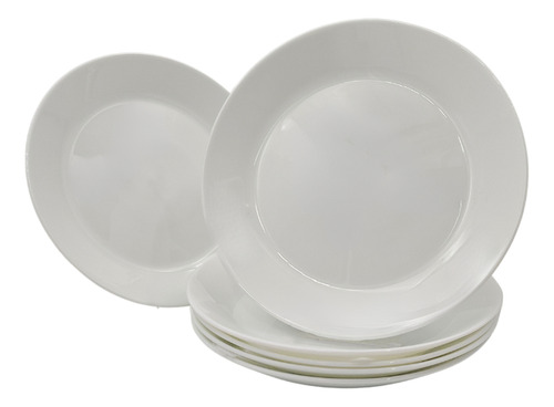 Paquete Juego 6 Plato Pastel Vidrio Opal 20 Cm Redondo Color Blanco