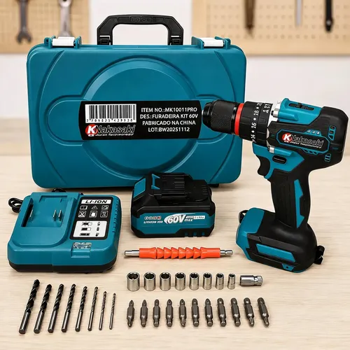 K Nakasaki Furadeira Parafusadeira Impacto 60v Brushless Maleta Azul-petróleo 127