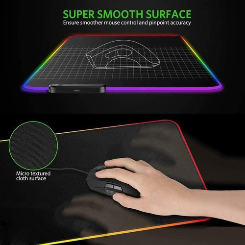 Imagen 3 de 7 de Mouse Pad Gamer Alfombrilla 900 X 400 X 4 Mm Negro Glowing